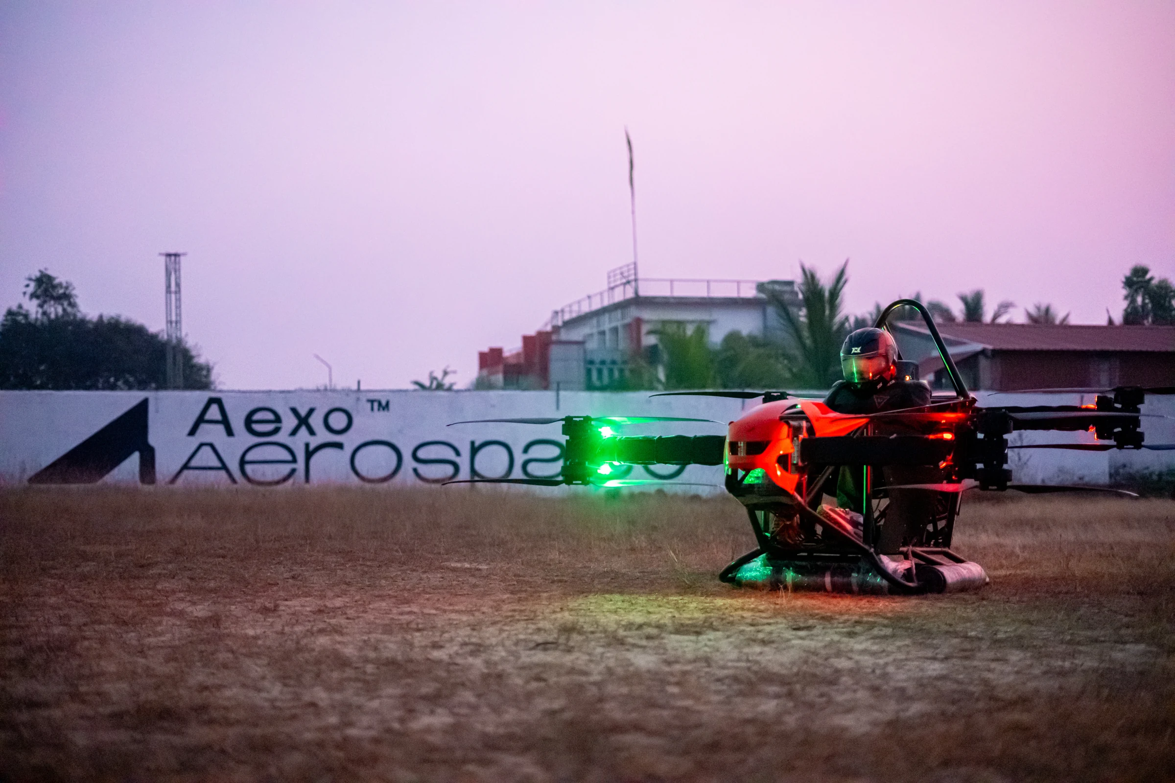 Aer Genesis at the Aexo test field at dusk