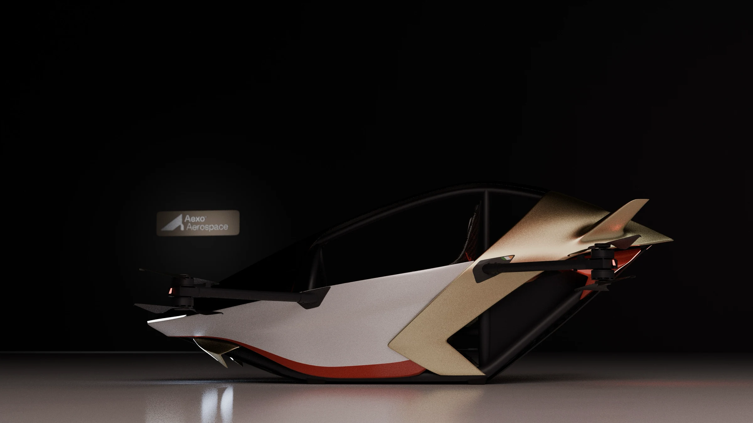 Aer Sport in a white, gold and red studio finish