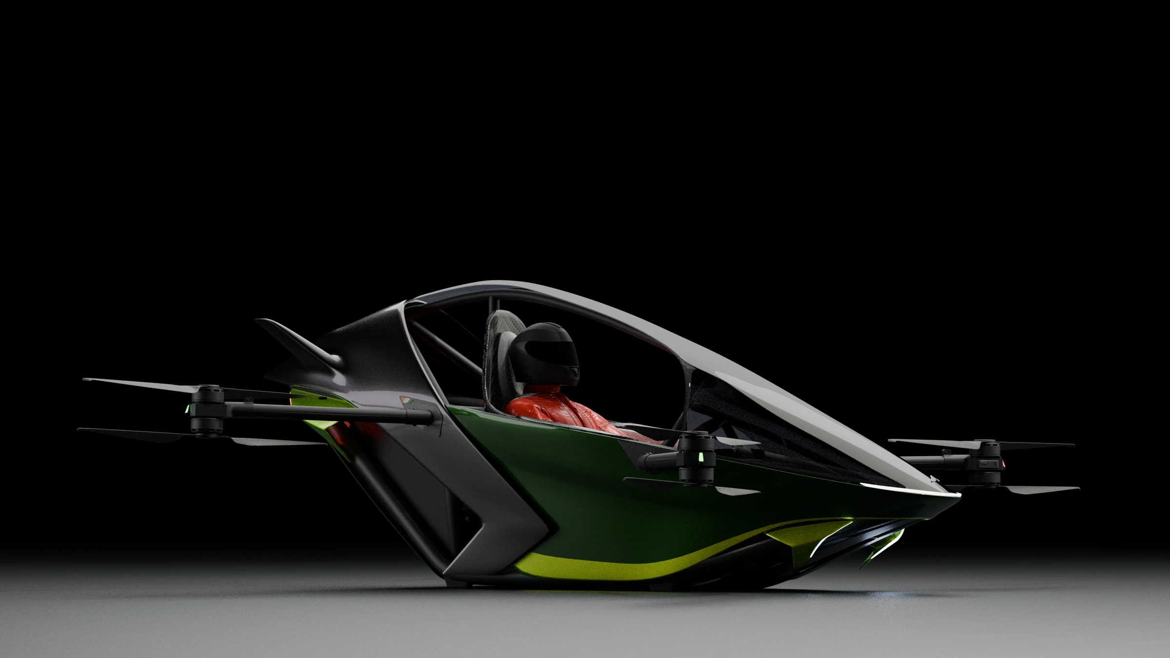 Aer Sport green and graphite single-seat aircraft design